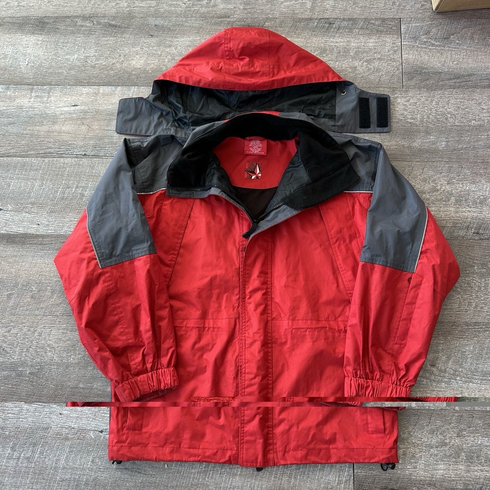Vintage Marlboro Jacket Mens Small Adventure Team Red Black Windbreaker W/ Hood